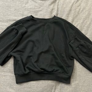 Black Cropped Crewneck Sweater